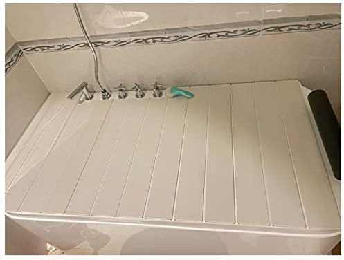 Copertura Vasca da Bagno, Pieghevole PVC Copertura Vasca Da Bagno, Bianco Tavola Antipolvere Accessori Per Vasca Da Bagno, Stile Giapponese Vassoi Vasca Bagno Copertura Isolante, Spessore 0,6cm pieghe