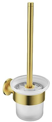 Creavit WC Bürste mit Halterung, Wandmontage Toilettenbürste Set, langlebige WC Garnitur mit Befestigungsmaterial, modernes Bad Zubehör für einfache Reinigung und Hygiene, Gold Gebürstet
