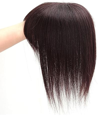 Haaraufsätze Mit Pony 100% Echthaarteile for Frauen 12 X 13 cm Großes Haar-Toupet Mit Netzbasis Clip-In-Topper-Haarverlängerungen for Dünner Werdendes Haar (Color : Brown, Size : 15cm)