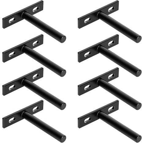 SAYAYO Equerre Etagere Murale Fixation Flottante Invisible 75MM Noir 8 Pcs | Support Etagere Murale en Haute Qualité Métal, Tablette Flottante Support Charge Lourde pour Cour Salon Chambre Cuisine