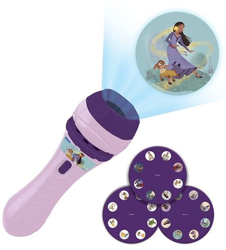 Lexibook LTC050WI Disney Wish, Torcia Luminosa e proiettore con 3 Dischi, 24 Immagini dal Film, Crea Le tue storie, Viola, Moyen