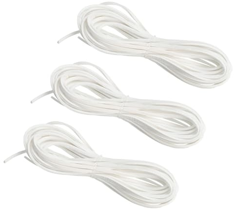 PATIKIL Cordoncino in Finta Pelle Scamosciata, 3 Rotoli 3mm x 5m Strisce Piatte in Pelle Sintetica per Artigianato Creazione Gioielli Collane Bracciali, Bianco(Totale 15 Metri)