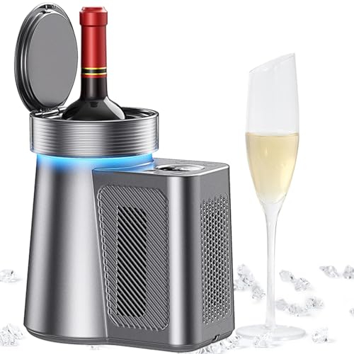 ExoticaBlend Elektrischer Weinkühler, Einzelflaschen-Weinkühler aus Edelstahl, 750-ml-Weinflaschenkühler, Schnellgetränke, Champagner, Getränkekühler, Geschenke für Weinliebhaber, Weinkühler