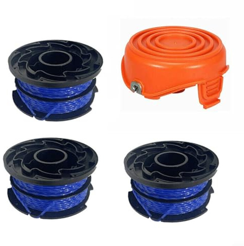 FUBESK Spool Cover and Line Replacement For Black and Decker GL315 GL350 GL650, Spool Diameter 1.65mm, Length 12.2M Grass Trimmer Accessories(1X cap+3X spool)