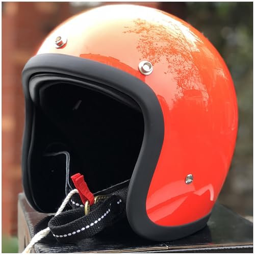 RCGNR Motorrad Open Face Helm ECE Zertifiziert Vintage Roller Helm Damen Herren Retro Halbhelm Small Body Helm Moped-Helm Jet-Helm für Cruiser Motobike,Orange,L