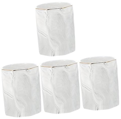 Tofficu 4 Stück Sechseckige Schreibwaren Eimer Blumentöpfe Marmor Zahnbürstenhalter Schreibtisch Stiftebecher Bleistift Organizer Für Schreibtisch Marmor Make Up Pinselhalter