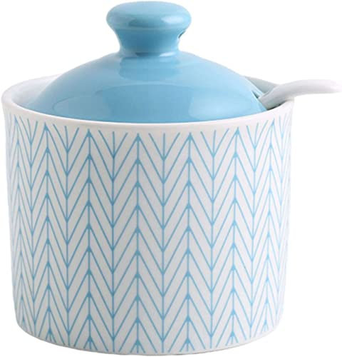 Sucrier en céramique, pot à crème, sucrier bleu avec couvercle, pot de stockage de sucre, pot à sucre, récipient à sucre, pot à épices, pot à sel et à sucre, pot à assaisonnement - Rouge - 250 ml (cou