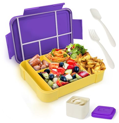 XIKAYA Lunchlåda för barn med fack, matlåda för barn, läckagesäker lunchlåda för barn, 1 330 ml snackslåda, perfekt för skola, dagis och utflykter, lunchlåda för vuxna, mikrovågsugnar diskmaskinssäker