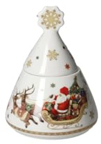 Brandani Zuccheriera Christmas in New Bone China - Design Natalizio con Slitta di Babbo Natale e Fiocco di Neve, Ø 10,5 x 14 cm