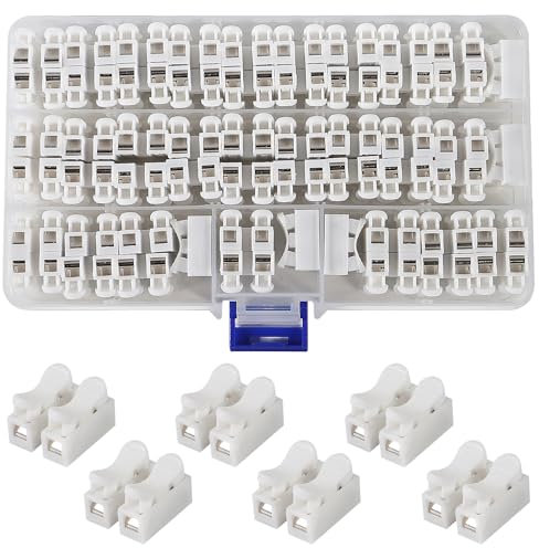 AITRIP 55PCS CH2 Quick Connector Spring Wire Connectors Block, Electrical Cable Clamp Terminal Block Quick Terminals Connector Block for Electrical Wiring