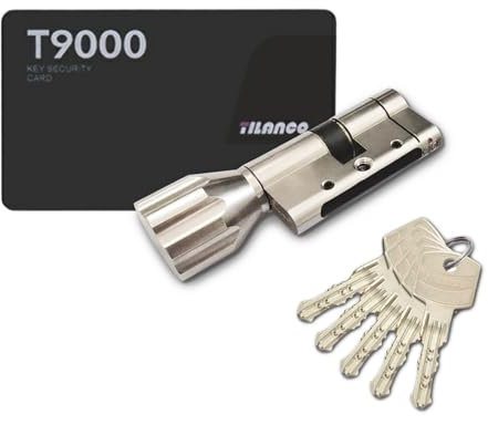 Cilindro de pomo 50 50 mm, Anti-Ruptura Cerradura de cilindro de embutir con llave AB, 5 llaves principales y tarjeta de código