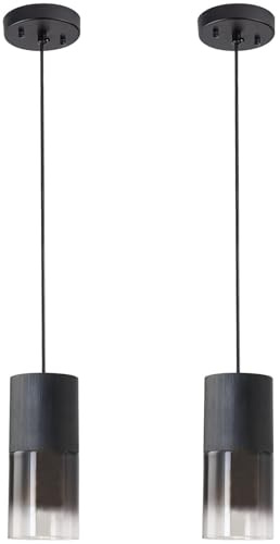 2x Industrie Glas Hängelampe mit Batterie,Ohne Stromanschluss Hängelampen mit batteriebetrieben,Fernbedienung Pendelleuchte für Kücheninsel, Wiederaufladbar Pendellampe kein Verdrahtungsdesign.
