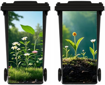 ZENZDS 2 Sheets Daisy Wheelie Bin Stickers, Multi-Size Self Adhesive Dustbin Stickers, Waterproof Bin Decal, for Garden Outdoor, Wall Decoration