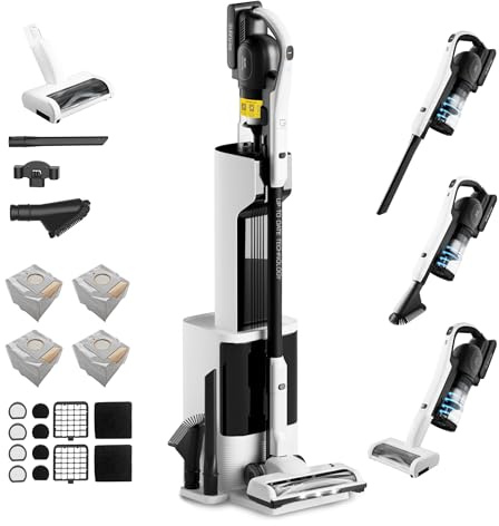Greenote GSC70 Aspirapolvere Senza Fili Con Stazione Auto-Svuotamento 2,5 L, Potenza 23 KPa, Filtro HEPA 0,3 µm, Leggera E Silenziosa, Ideale Per Peli Di Animali, Tappeti E Pavimenti Duri