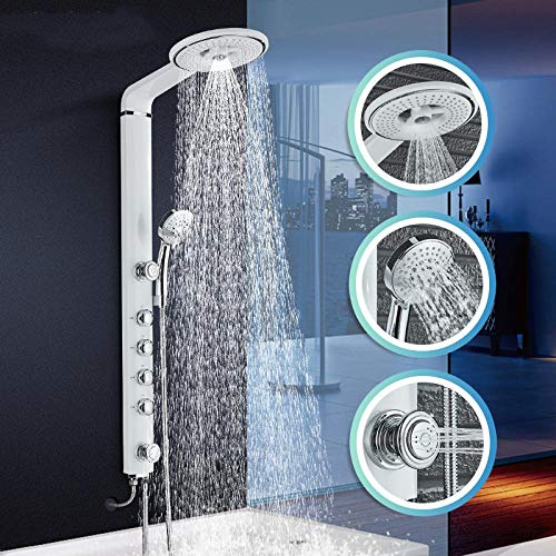 Waterfall And Shower Set Bath Shower Panel Wall Mount Big Rainfall Bathroom Mixer Tap Shower Column Massage Jet