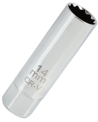 Wvxilyr Chiave per Candela da 14 mm, Chiave Candele Auto 14mm, Chiave 14mm Candela, Chiave Sottile per Candele Moto, Strumento di Rimozione Parete Sottile a 12 Punti con Clip a Molla da 3/8