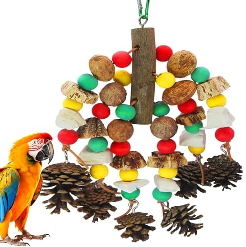 YUDAWN Vogelspielzeug, Papageienspielzeug Bunte Holzblock Kauen Papagei Spielzeu Holzblöcke Reißen Spielzeug Hängespielzeug für Papagei Vogel Kauen und Klettern