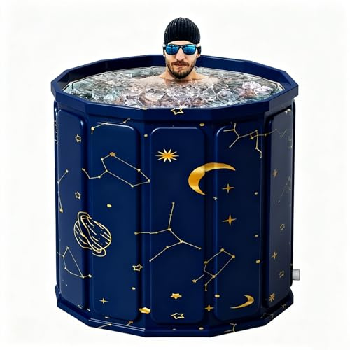 DEEKE Upgraded Foldable Ice Bath Tub for Adults 80x66cm, Portable Cold Plunge Tub for Muscle Recovery, Collapsible Soaking Bath Tub for Home Gym Outdoor & Shower Use