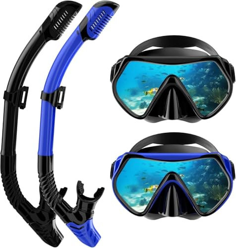 Schnorchelset Erwachsene Trocken mit Maske & Schnorchel Antibeschlag 180°-Panoramablick Schnorchelset Damen Herren zum Schnorcheln Schwimmen Strandurlaub
