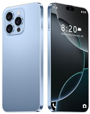 Smartphone I16 Pro Max, 16 Go RAM, 1 To ROM, Écran HD 7,3, 8000 MAh, Android 14, Débloqué Sans Carte SIM, 72 Mpx 108 Mpx, Reconnaissance Faciale Empreinte Digitale, Double SIM, 5G,Blue-7.3 Inch
