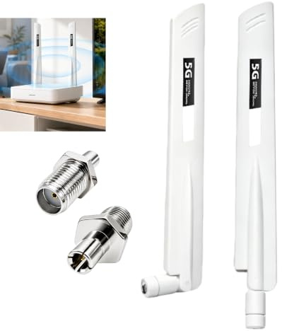 2 Piezas Antena 18DBI, Antena 5G LTE 18DBI Omnidireccional, RP-SMA Alta Ganancia, 600-6000MHz para Router 3G 4G 5G, Módem LTE, Gateway IoT, Cámara Inalámbrica y Repetidor WiFi Compatible PCI y Hotspot
