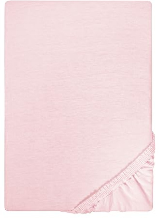 biberna Jersey Spannbettlaken 180x200-200x200 cm Rose | 100% Baumwolle Spannbetttuch für Doppelbetten | Atmungsaktiv, Bügelfrei & mit Rundumgummizug | Oeko-TEX Zertifiziert | Modell 0077155