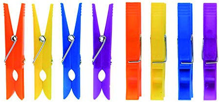 Elliott Plastic Pegs with Metal Spring, Assorted Colours, 50 Pack, Everyday Laundry Essential