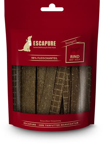 ESCAPURE Stangerl - Hunde Leckerli aus Rindfleisch in Premium Qualität - 98% Muskelfleisch - Protein Trainingssnacks ohne künstliche Zusatzstoffe & Getreide (150g)