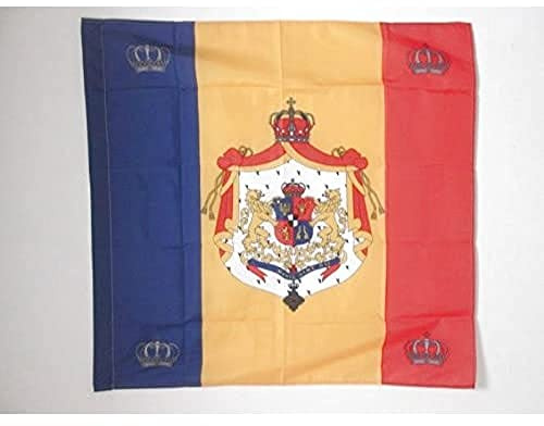AZ FLAG Bandera Estandarte Real de Rumania 1881-1946 90x90 cm Funda | Uso interior y exterior Enseña del reino rumano costuras dobles y bordes reforzados con funda para mástil poliéster 100D