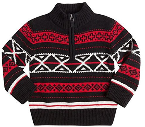 Chaps Toddler & Boys1/4 Zip Pullover Sweater (7, Black)