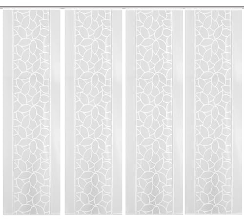 Home Fashion 4er-Set SCHIEBEGARDINEN | Jacquard, Farbe: weiß, Maße: 4X 245x57 cm
