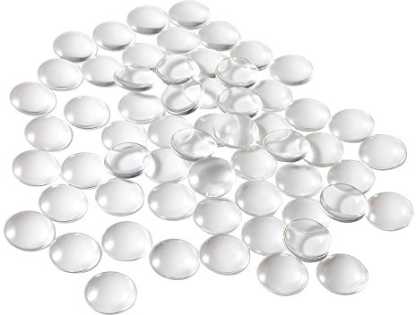 HAUTOCO 60 Stück Glas Cabochons Set, 25mm Klare Runde Glas Cabochons, Glaskuppel für DIY Schmuck Basteln die Herstellung Kamee-Anhänger, Fotoschmuck, Halsketten