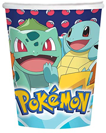 Pokémon Amscan 9904822 - Lot de 8 gobelets en carton pour fête d'anniversaire