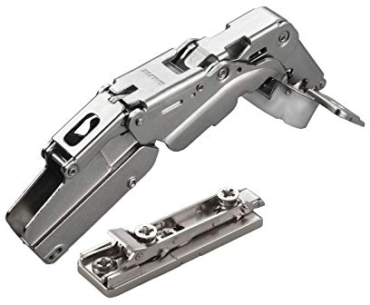 2 x Salice Topfband 155° Serie 200 mit Dämpfer im Topf Bohrbild T52 Innenanschlag mit Linear-Montageplatte Höhe 3 mm mit vormontierten Euroschrauben, Exzenterverstellung Topfscharnier von SO-TECH®