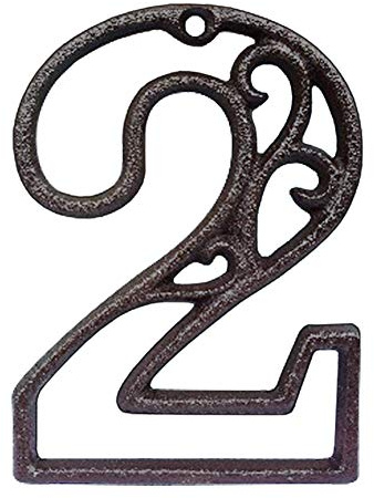 INCREWAY Hausnummer aus Gusseisen, 11,4 cm, geschnitzt, dekorativ, Eisen, Retro, Gusseisen, Postnummern für Café, Bar, Restaurant (2)