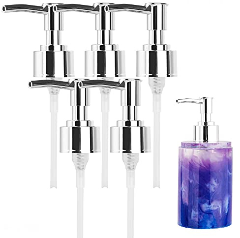 NiArt 5PCS Polished Chrome Plastic Soap Dispenser Bottle Replacement Pumps for DIY Resin Casting Mold, Rustproof Standard 28/400 26-28mm/1.02-1.10in Neck Bottles Essential Oil/Shampoo/Hand Soap/Lotion