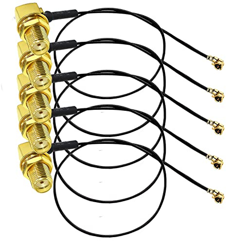 Cavo coassiale SMA femmina ad angolo retto a U.FL IPX MHF1 UFL a SMA Jack gomito RF Pigtail Cavo di prolunga per antenna WiFi per scheda di rete Router wireless 12 pollici (30 cm) Confezione da 5