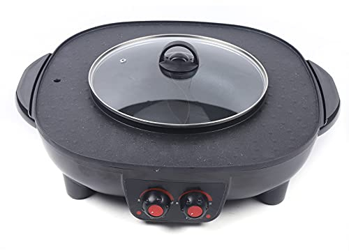 Barbecue e Hot Pot a doppia pentola per barbecue e hotpot pentola integrata pentola elettrica Hot Pot Elettrico Grill Piastra antiaderente senza fumo multifunzione
