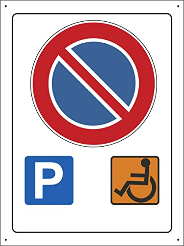 Pubblimania Stationnement pour handicapés | Interdiction de stationnement en aluminium rigide (Cm 30x40)