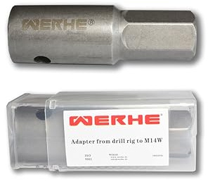 WERHE Adapter für Benzin-Erdbohrer zu M14 Innengewinde, für Mörtelrührer | Gehärteter Stahl, Länge 12 cm, kompatibel mit Farbmischer und Betonmischer, hohes Drehmoment, universelle Aufnahme, 1 Stück