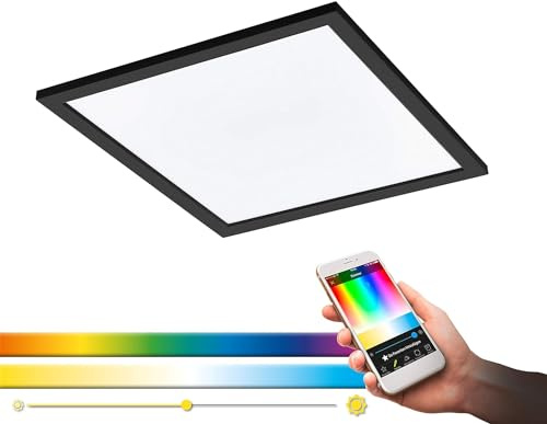 Eglo 32339 LED-Panel Deckenleuchte Crosslink SALOBRENA-C schwarz L:45cm B:45cm H:5cm dimmbar 2700-6500K mit Connect Funktion