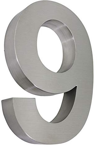 3D Hausnummer Edelstahl 9 wetterfest & pflegeleicht silber XXL 25cm hoch Außenbereich geeignet mit Montagematerial gebürstet Arial (9)