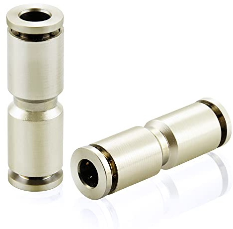 ERGAOBOY 2 Piezas 6MM OD Cobre Niquelado Unión Recta Conexión Rápida Push In Lock Racores Conectores Neumáticos