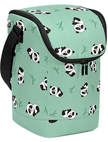 MUOOUM Kawaii Cute Panda Bamboo Blue Pattern Large Lunch Pail Reusable Lunch Box Lightweight Lunch Bag Compact Lunch Boxes