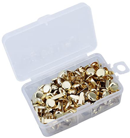 VILLCASE 200stücke Teiliges Metall-brads Gold Elektrisch Vergoldete Büro Musterbeutelklammern Rostfrei Wasserfest Mit Praktischem Aufbewahrungsbox Für Scrapbooking Papierbastelei Foto Bandb
