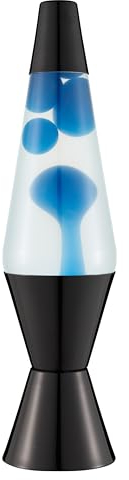 LAVA® - Lampada 2313, cera blu, liquido trasparente, base e cappuccio neri, lampada di movimento originale di marca 14,5 pollici
