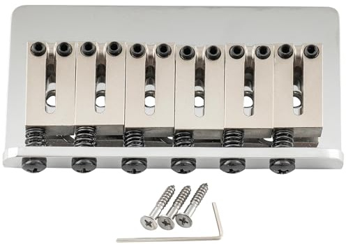 Musiclily Ultra BF008 52,5mm Offset Saitenreiter Feste Hardtail Steg Chrom | für Strat Tele Style E-Gitarre