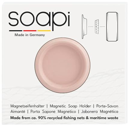 Soapi - Portasapone magnetico sospeso da incollare - Supporto magnetico da parete per sapone - Portasapone magnetico senza foratura/ventosa (1, pesca)