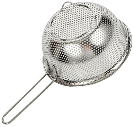 ZMQJEQANBG Stainless steel Net Spoon Pasta Cleaning Sieve Frying Fries cm Mini Rice Strainer Sieve: Presentation Long Home Kitchen Micro- Oil Basket Slotted Accessory and Shrimps Food Noodles Foldable