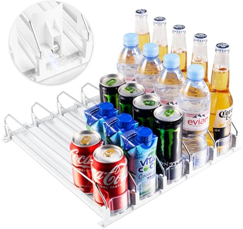 Accwork Automatic Can Dispenser for Fridge, Self-Pushing Fridge Drinks Organizer, Soda Beer Can Organizer Holds up to 25 Cans, 5 Rows, 42x31cm